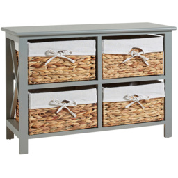 Home Source Dartmouth 4 Basket Drawer Grey Wooden Cabinet - Size: 64 x 75 x 30cm - Wilko - thumbnail 3