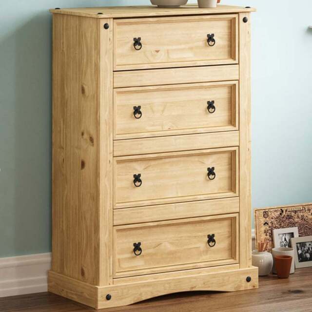 Vida Designs Corona 4 Drawer Pine Chest of Drawers - Brown - Wilko - image 1