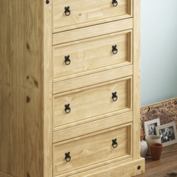 Vida Designs Corona 4 Drawer Pine Chest of Drawers - Brown - Wilko - thumbnail 5