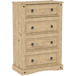 Vida Designs Corona 4 Drawer Pine Chest of Drawers - Brown - Wilko - thumbnail 3