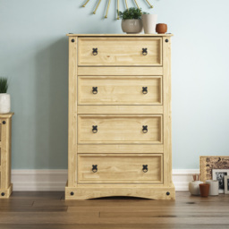 Vida Designs Corona 4 Drawer Pine Chest of Drawers - Brown - Wilko - thumbnail 7