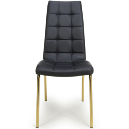 Shankar Jenner Set of 2 Black and Gold Leather Effect Dining Chair - Wilko - thumbnail 3