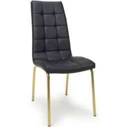 Shankar Jenner Set of 2 Black and Gold Leather Effect Dining Chair - Wilko - thumbnail 4