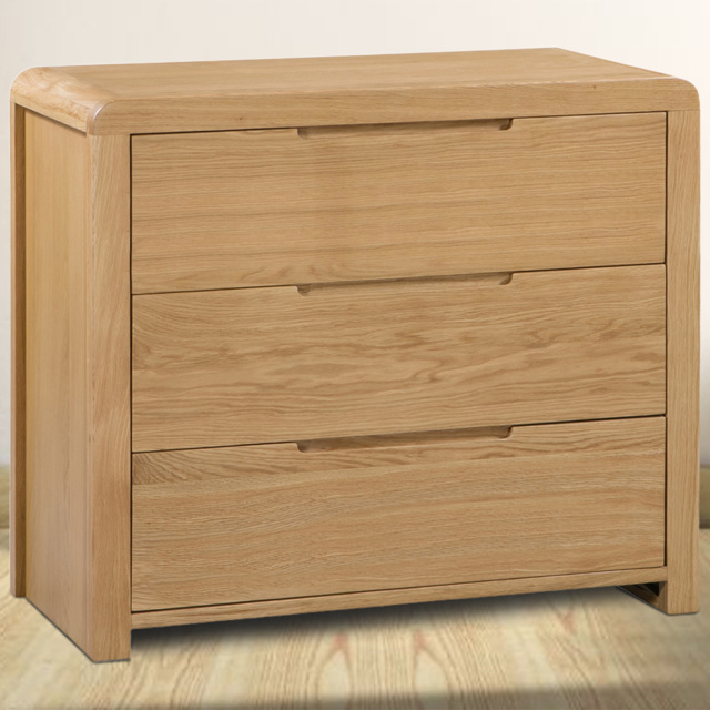 Julian Bowen Curve 3 Drawer White Oak Chest of Drawers - Wood - Wilko - image 1