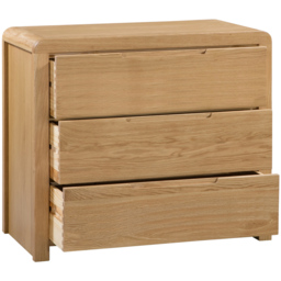 Julian Bowen Curve 3 Drawer White Oak Chest of Drawers - Wood - Wilko - thumbnail 5