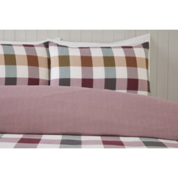 Skye Check Duvet Set - Burgundy/Double - Wilko - thumbnail 4