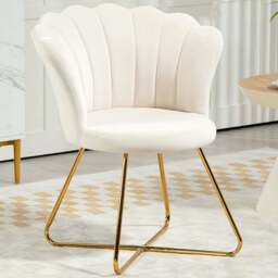 Portland Cream Velvet Accent Chair with Lotus Backrest - Size: Single - Wilko - thumbnail 1