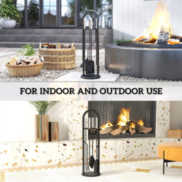Outsunny 5 Piece Silver Metal Fireplace Companion Set - Size: 71 x 20 x 20cm - Wilko - thumbnail 7