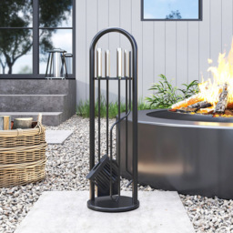 Outsunny 5 Piece Silver Metal Fireplace Companion Set - Size: 71 x 20 x 20cm - Wilko - thumbnail 6