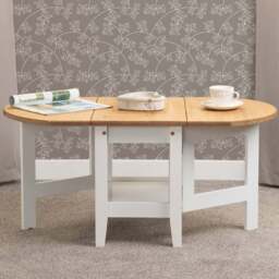 Seconique Santos Single Shelf Drop Leaf White Distressed Waxed Pine Coffee Table - Wilko - thumbnail 1