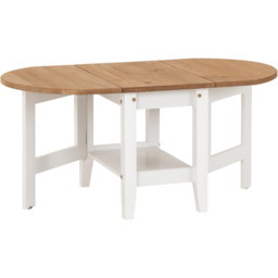 Seconique Santos Single Shelf Drop Leaf White Distressed Waxed Pine Coffee Table - Wilko - thumbnail 3
