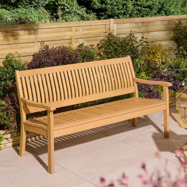 Rowlinson Farnham 3 Seater Natural Garden Bench - Brown - Wilko - image 1