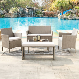 Home Detail Maya 4 Seater Grey Rattan Sofa Dining Set with Cover - Wilko - thumbnail 1
