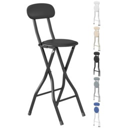 Black Padded Folding Bar Stool - Size: 90 x 26.6 x 37cm - MCC - Wilko - thumbnail 3