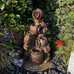 Tranquillity Compact Moroccan Pots LED Water Feature - Size: 63 x 34 x 33cm - Grey - Wilko - thumbnail 3