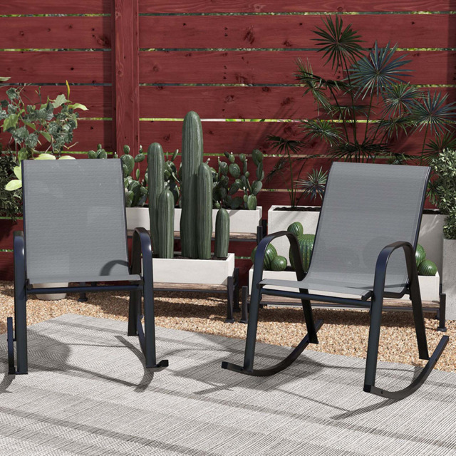Costway Set of 2 Grey Garden Rocking Chair - Wilko - image 1