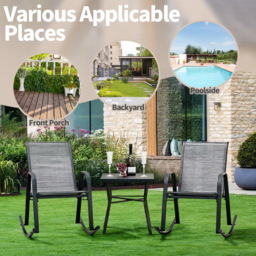 Costway Set of 2 Grey Garden Rocking Chair - Wilko - thumbnail 6