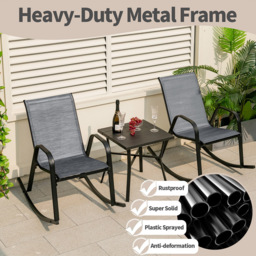 Costway Set of 2 Grey Garden Rocking Chair - Wilko - thumbnail 5