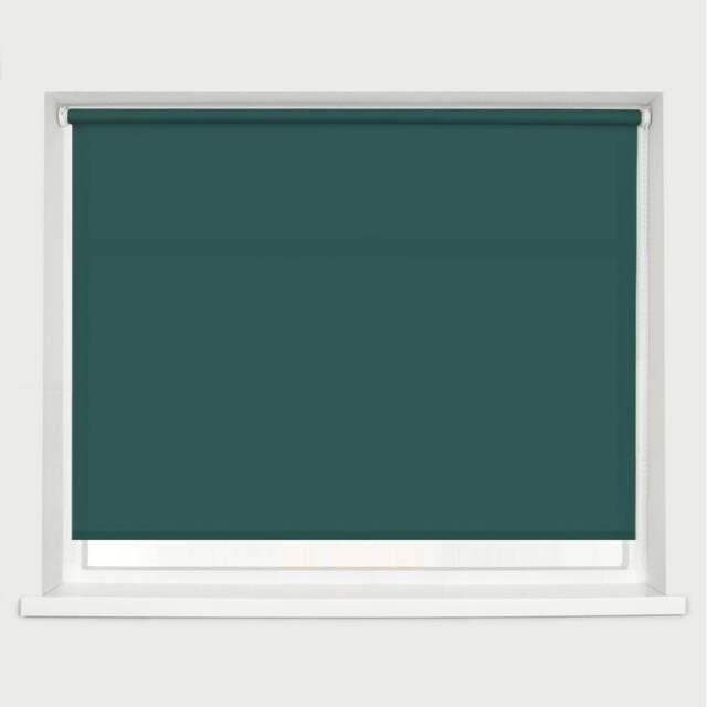 Caecus Straight Edge Roller Blind Teal 210cm - Green - Wilko - image 1