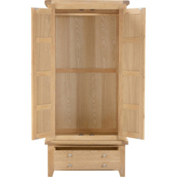 Seconique Windsor 2 Door Single Drawer Natural Oak Wardrobe - Size: 2 Door, Single Drawer - Wilko - thumbnail 6