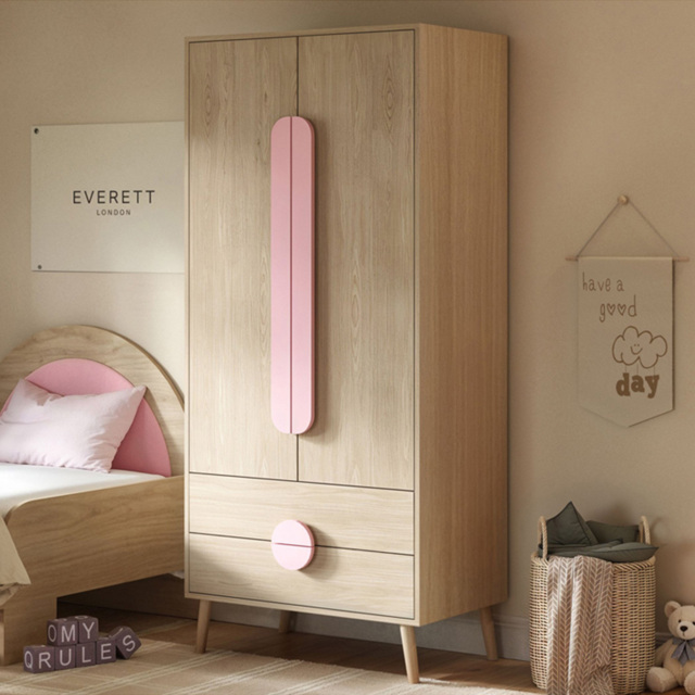 Flair Noah 2 Door 2 Drawer Oak and Pink Wardrobe - Size: 2 Door, 2 Drawer - Wilko - image 1