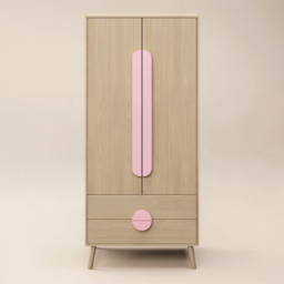 Flair Noah 2 Door 2 Drawer Oak and Pink Wardrobe - Size: 2 Door, 2 Drawer - Wilko - thumbnail 4