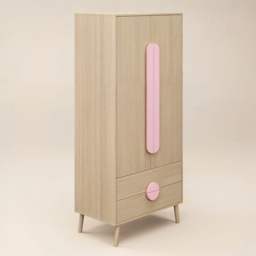 Flair Noah 2 Door 2 Drawer Oak and Pink Wardrobe - Size: 2 Door, 2 Drawer - Wilko - thumbnail 3