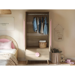 Flair Noah 2 Door 2 Drawer Oak and Pink Wardrobe - Size: 2 Door, 2 Drawer - Wilko - thumbnail 7