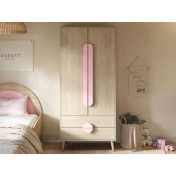 Flair Noah 2 Door 2 Drawer Oak and Pink Wardrobe - Size: 2 Door, 2 Drawer - Wilko - thumbnail 5