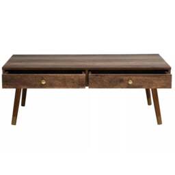 Premier Housewares 2 Drawer Frida Coffee Table - Size: 110 x 59 x 40cm - Brown - Interiors by Premier - Wilko - thumbnail 3