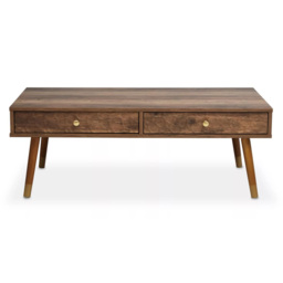 Premier Housewares 2 Drawer Frida Coffee Table - Size: 110 x 59 x 40cm - Brown - Interiors by Premier - Wilko - thumbnail 7