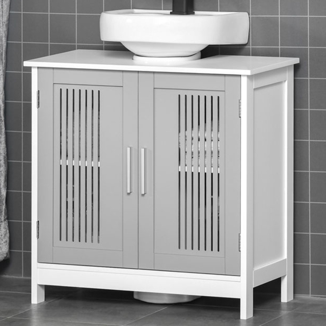 Kleankin 2 Door Bathroom Cabinet Grey - Size: 60 x 30 x 60cm - Wilko - image 1