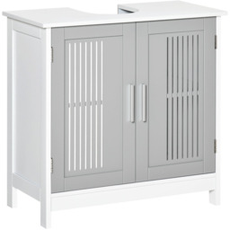 Kleankin 2 Door Bathroom Cabinet Grey - Size: 60 x 30 x 60cm - Wilko - thumbnail 3