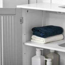 Kleankin 2 Door Bathroom Cabinet Grey - Size: 60 x 30 x 60cm - Wilko - thumbnail 6