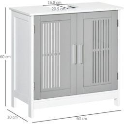 Kleankin 2 Door Bathroom Cabinet Grey - Size: 60 x 30 x 60cm - Wilko - thumbnail 7