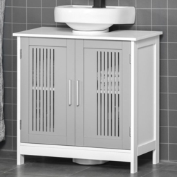 Kleankin 2 Door Bathroom Cabinet Grey - Size: 60 x 30 x 60cm - Wilko