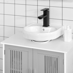Kleankin 2 Door Bathroom Cabinet Grey - Size: 60 x 30 x 60cm - Wilko - thumbnail 5