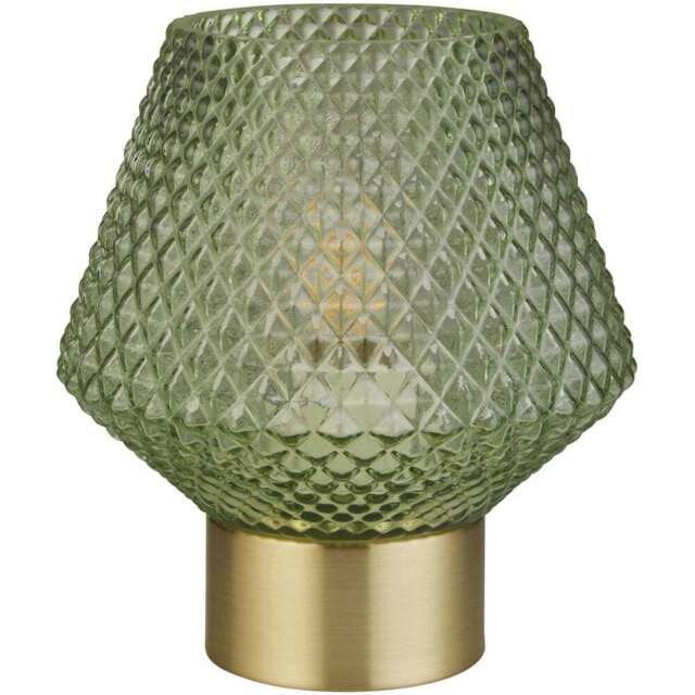 Lighting Collection Bach Green Table Lamp - Size: 19.5 x 17.5 x 17.5cm - Antique Brass and Green - Wilko - image 1
