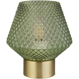 Lighting Collection Bach Green Table Lamp - Size: 19.5 x 17.5 x 17.5cm - Antique Brass and Green - Wilko