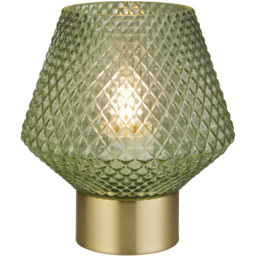 Lighting Collection Bach Green Table Lamp - Size: 19.5 x 17.5 x 17.5cm - Antique Brass and Green - Wilko - thumbnail 4