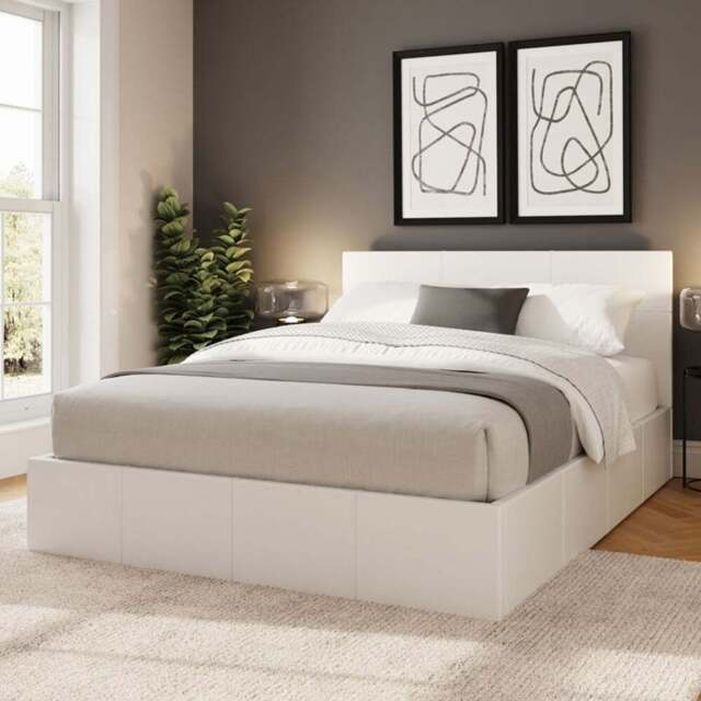 GFW Double White End Lift Ottoman Bed - Wilko - image 1