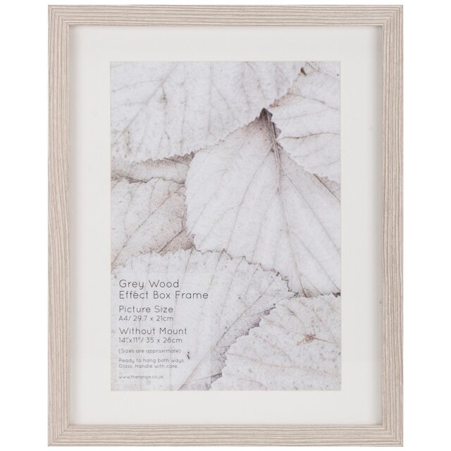 Grey Wood Effect Box Photo Frame A4 - The Port. Co Gallery - Wilko - image 1