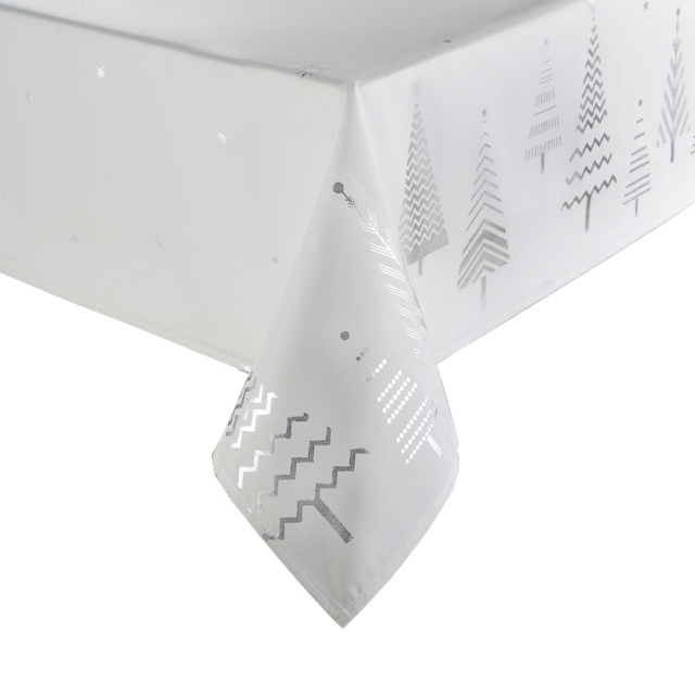 Christmas Story White and Silver Christmas Tree Tablecloth 177 x 132cm - Size: 178 x 132.1 x 1cm - Wilko - image 1