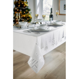 Christmas Story White and Silver Christmas Tree Tablecloth 177 x 132cm - Size: 178 x 132.1 x 1cm - Wilko - thumbnail 4