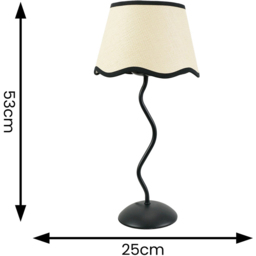 ValueLights Wiggle Linen Scallop Black Edge Shade Black Metal Stem LED Table Lamp - Wilko - thumbnail 7