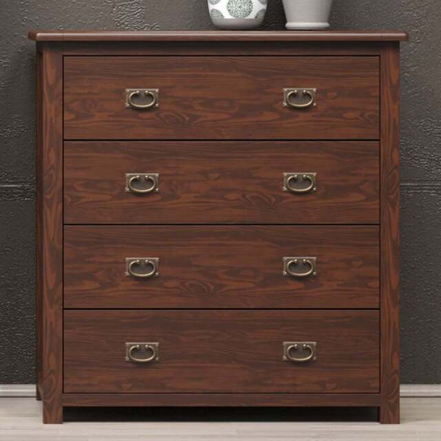 Boston 4 Drawer Dark Lacquer Chest of Drawers - Brown - Wilko - image 1