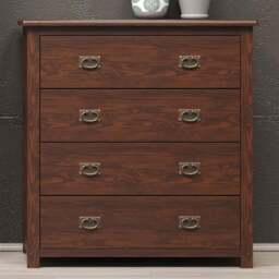 Boston 4 Drawer Dark Lacquer Chest of Drawers - Brown - Wilko - thumbnail 1