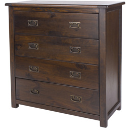 Boston 4 Drawer Dark Lacquer Chest of Drawers - Brown - Wilko - thumbnail 3
