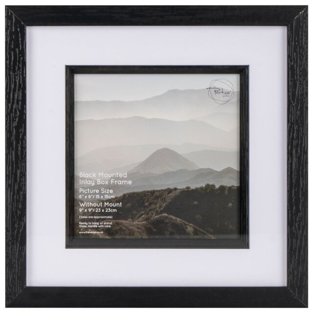 Black Mounted Inlay Box Photo Frame 6 x 6in - Size: 6 x 6 Inch - The Port. Co Gallery - Wilko - image 1