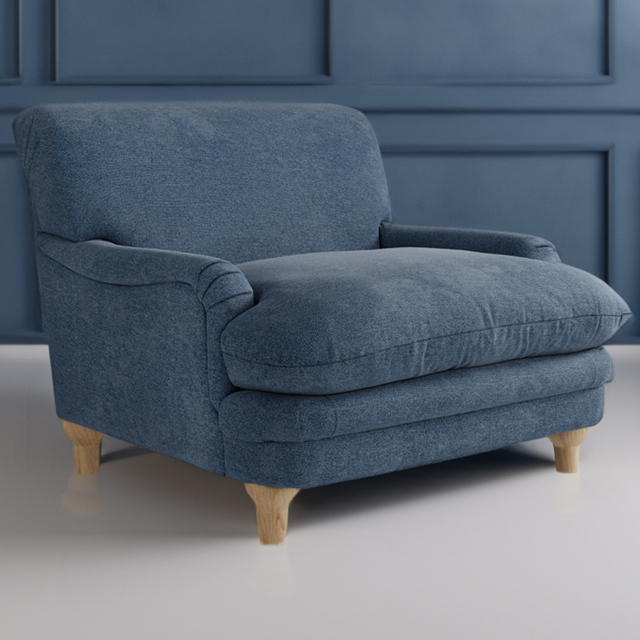 Plumpton Denim Blue Weave Chair - Size: Single - LPD Home - Wilko - image 1